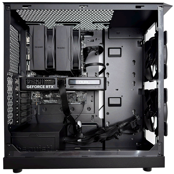 Inside view of an Ultra multi-screen PC, custom built in the UK